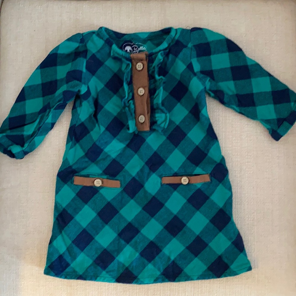 Ruffle Butts 18-24mo green/navy dress